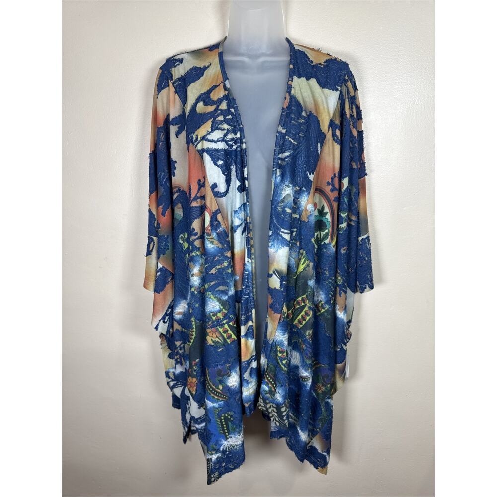 NWT Calessa Womens Kimono Coverup Plus Size 3X Textured Lagenlook Art To Wear